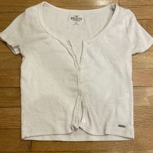 Hollister white crop tee